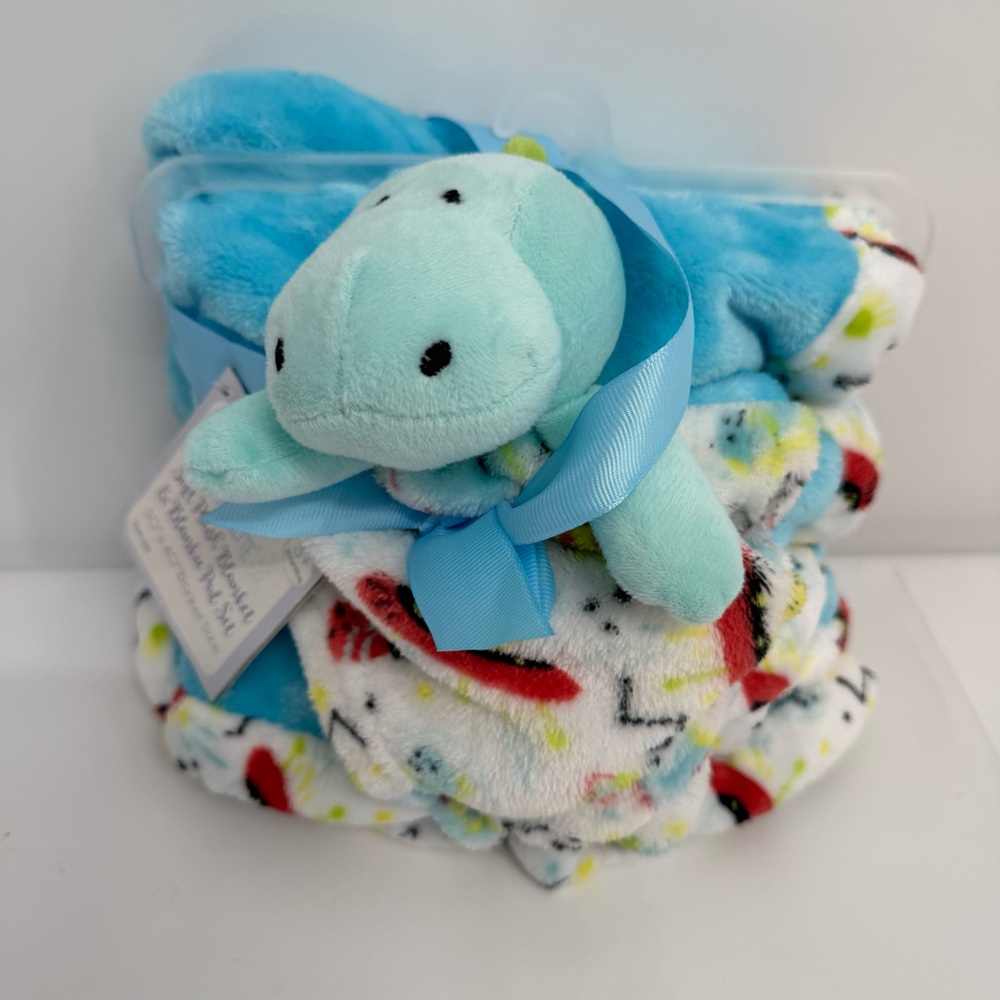 le Bebe Favorite Blanket & Lovey/ Blankie Pal Dinosaur Set  NWT